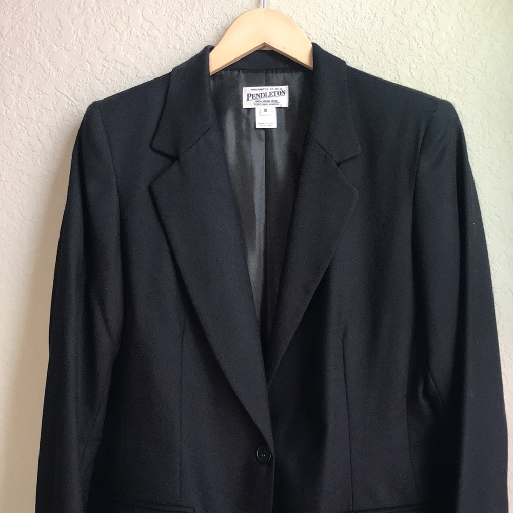 Pendleton Women’s Black 100% Virgin Wool Blazer J… - image 2